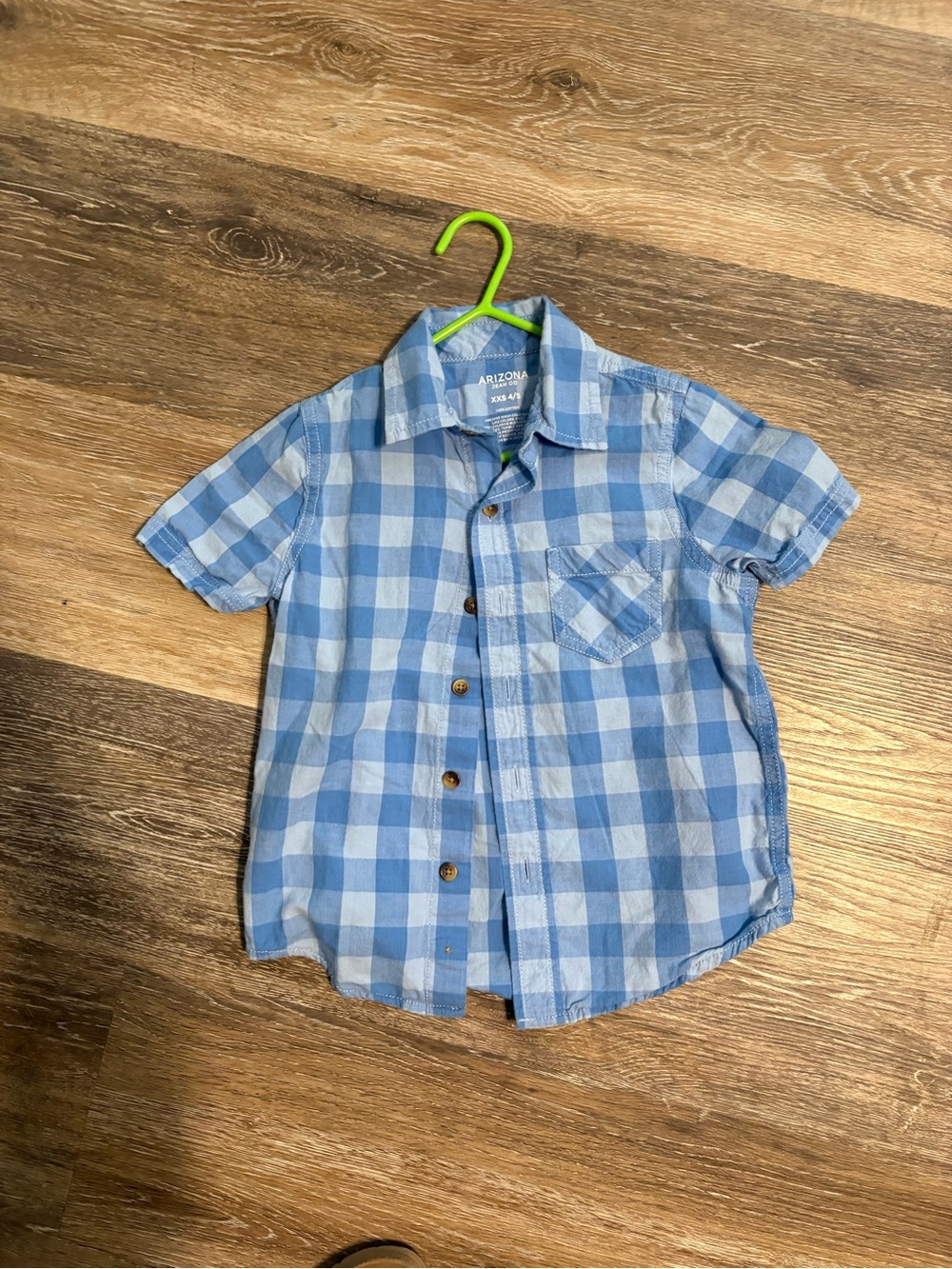 Arizona Jean Company Blue Check Short Sleeve Button-Down Shirt for Kids